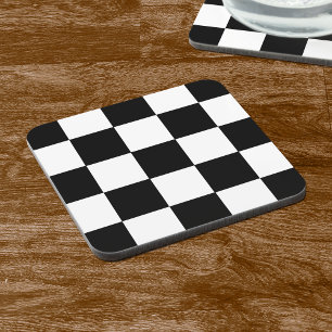 Retro Black and White Chequerboard Drink Coasters