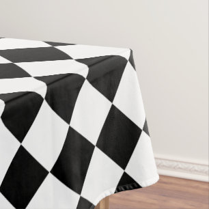 Retro Black and White Chequered Pattern Home Decor Tablecloth