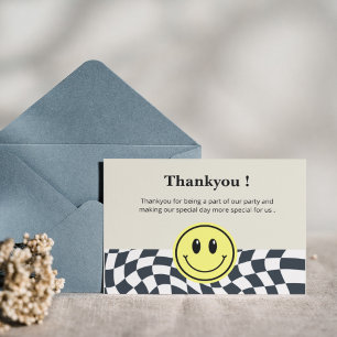 Retro Black and White Chequered pattern  Thank You Card