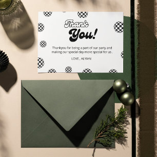 Retro Black and White Chequered pattern Thank You Card
