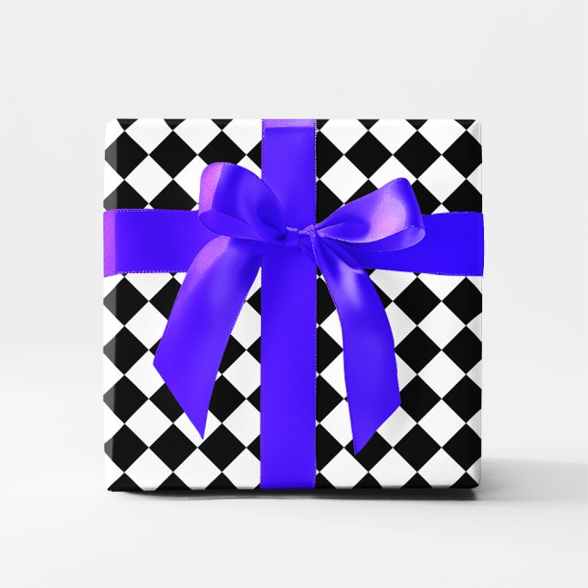Retro Black and White Chequered Pattern Wrapping Paper (Retro Black and White Checkered Pattern Wrapping Paper)