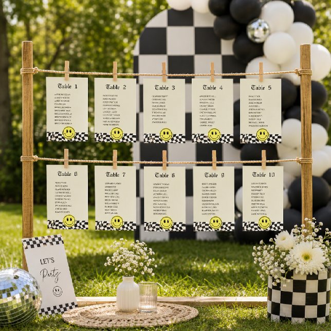 Retro black and white chequered table number chart (Creator Uploaded)