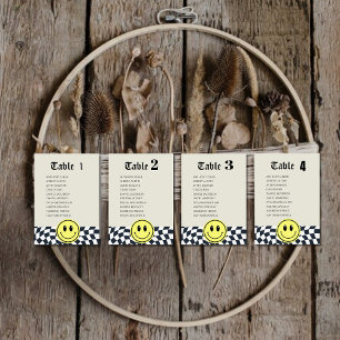 Retro black and white chequered table number chart
