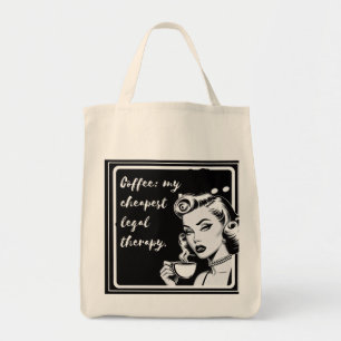 Retro black and white design with the phrase “Coff Tote Bag