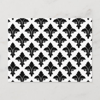 Retro Black and White Floral Pattern Postcard