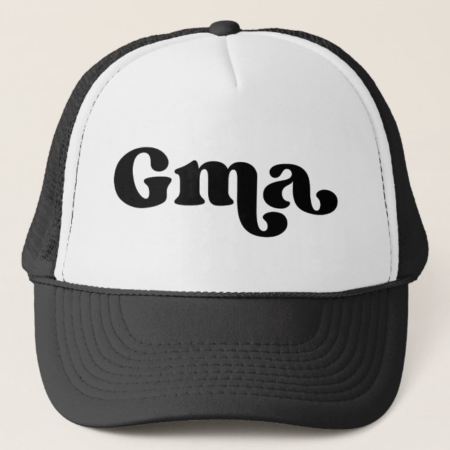 Retro Black and White Grandma American Gma Trucker Hat (Front)