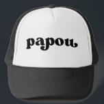 Retro Black and White Grandpa Greek Papou Trucker Hat<br><div class="desc">"papou" in retro style font,  colour is editable; add your own name if desired and choose hate style. Contact me for other nicknames.</div>