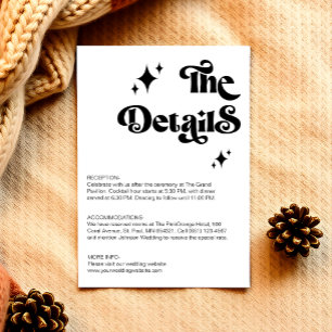 Retro Black and White Groovy Bold Script Wedding Enclosure Card