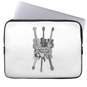 Retro black and white guitars for guitarists laptop sleeve