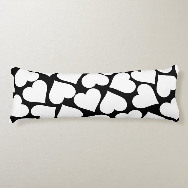 Retro Black and White Heart Pattern  Body Cushion (Front)