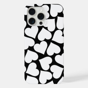 Retro Black and White Heart Pattern iPhone 15 Pro Max Case