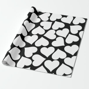 Retro Black and White Heart Pattern Wrapping Paper