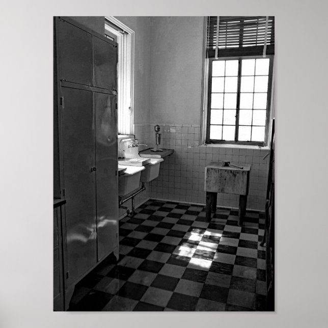Retro Black And White Kitchen Photograph Poster (Front)