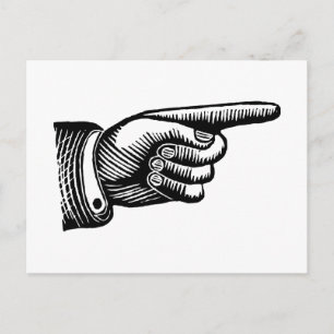 Retro Black and White Pointing Finger Postcard