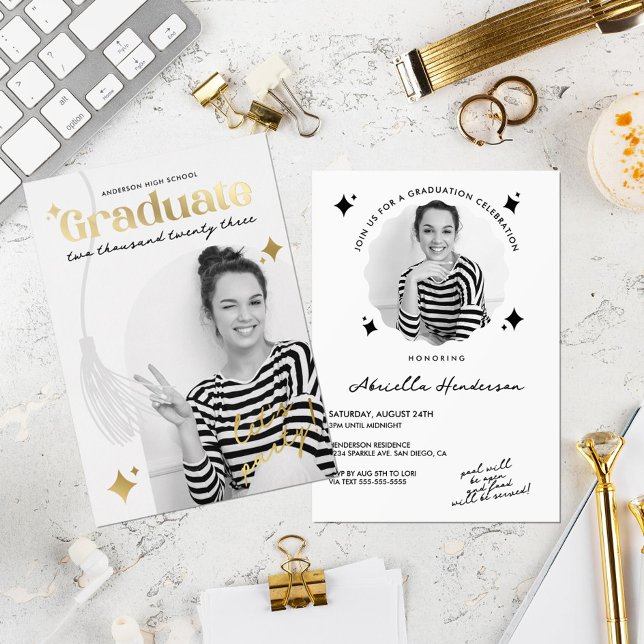 Retro Black and White Sparkle Graduation (Creator Uploaded)