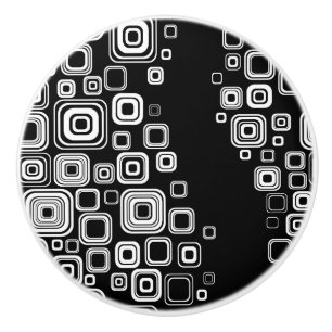 Retro black and white squares ceramic knob
