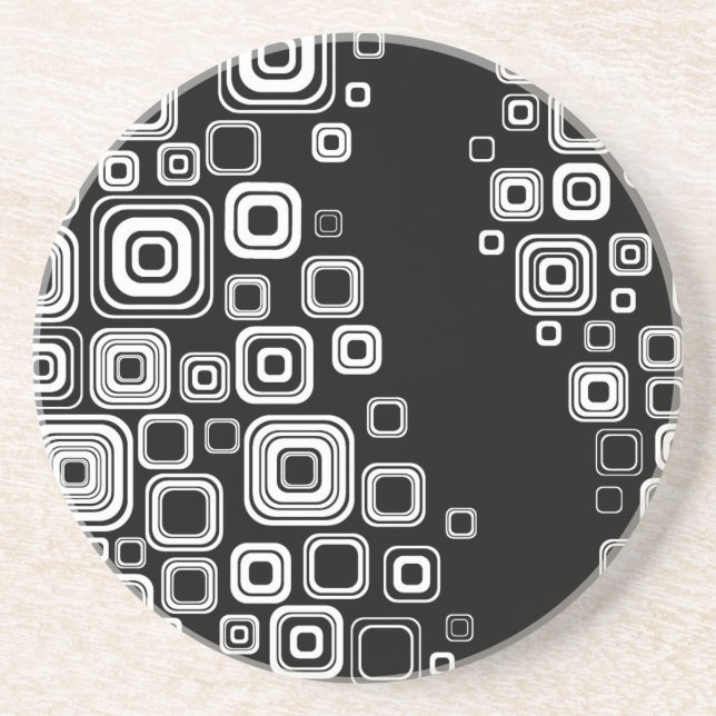 Retro black and white squares coaster (Front)