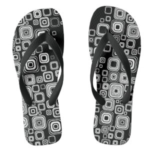 Retro black and white squares jandals