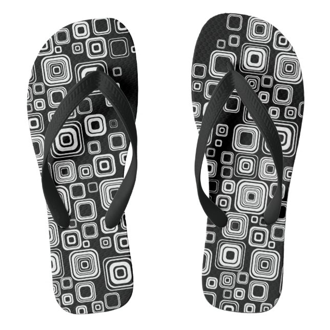 Retro black and white squares jandals (Footbed)