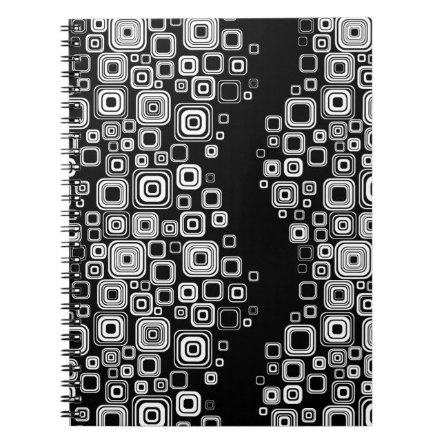 Retro black and white squares spiral notebook (Front)