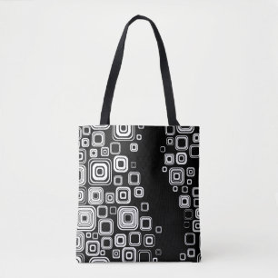 Retro black and white squares tote bag