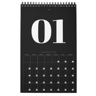 Retro Black and White Typography No Photo Calendar