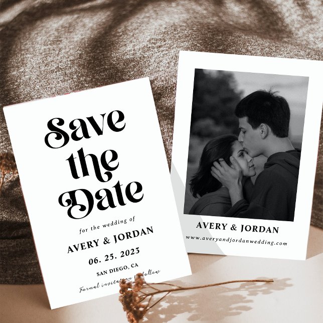 Retro Black and White Wedding Save The Date Invitation (Creator Uploaded)