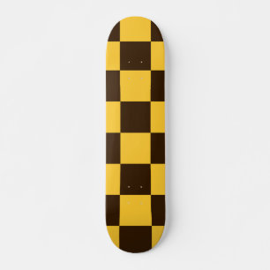 Retro Black and Yellow Chequered Pattern Skateboard