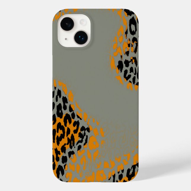 Retro black and yellow leopard print on grey Case-Mate iPhone case (Back)