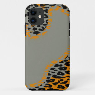Retro black and yellow leopard print on grey Case-Mate iPhone case