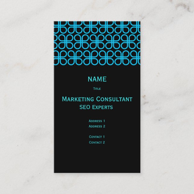 Retro Black & Aqua Business Card (Front)