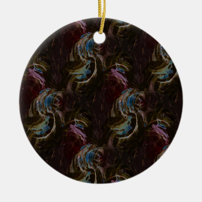 Retro Black Atomic Abstract Ceramic Tree Decoration (Front)