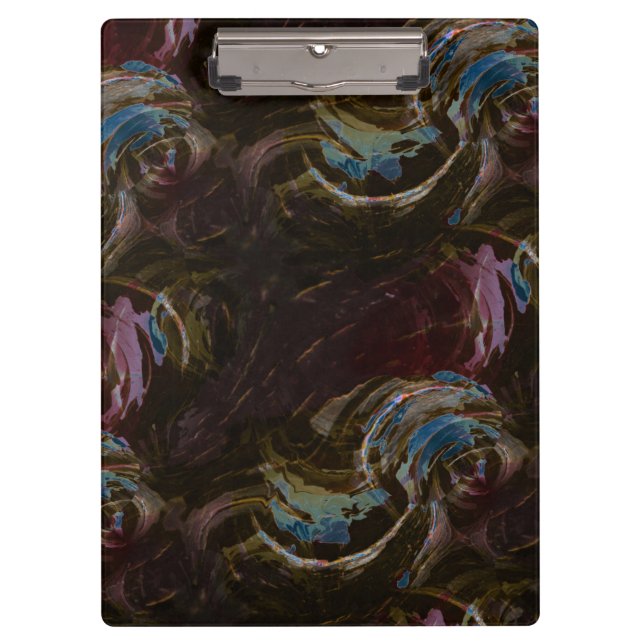 Retro Black Atomic Abstract Clipboard (Front)