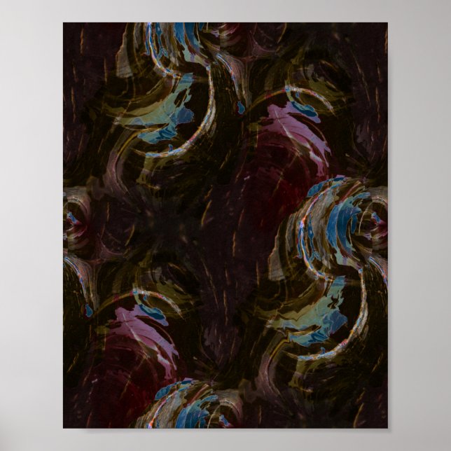 Retro Black Atomic Abstract Poster (Front)