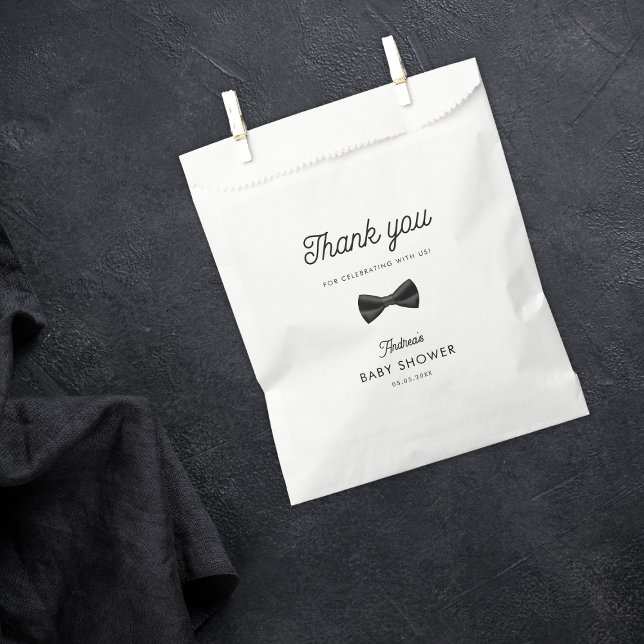 Retro Black Bow Tie Boy Baby Shower Thank You Favour Bags (Creator Uploaded)
