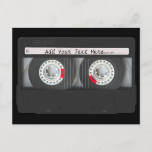 Retro Black Cassette Tape Postcard