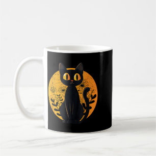 Retro Black Cat And Pumpkin Halloween Coffee Mug
