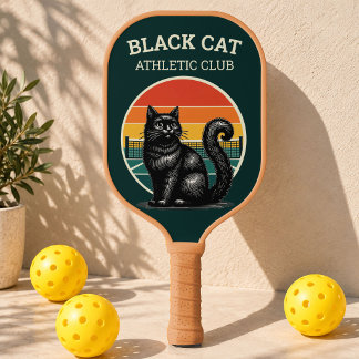 Retro Black Cat Athletic Club Vintage  Pickleball Paddle