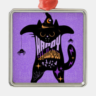 Retro Black Cat Funny Halloween Metal Tree Decoration