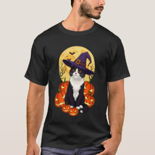 Retro Black Cat Halloween Pumpkin Costume For Men T-Shirt