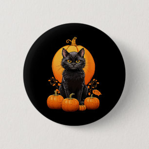 Retro Black Cat Halloween Pumpkin Costume For Wome 6 Cm Round Badge