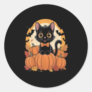 Retro Black Cat Halloween Pumpkin Costume For Wome Classic Round Sticker