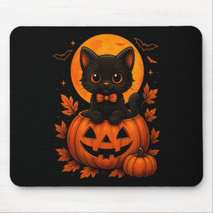 Retro Black Cat Halloween Pumpkin Costume For Wome Mouse Pad