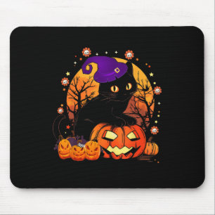 Retro Black Cat Halloween Pumpkin Costume For Wome Mouse Pad