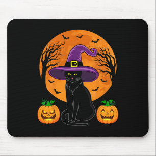 Retro Black Cat Halloween Pumpkin Costume Women Ki Mouse Pad