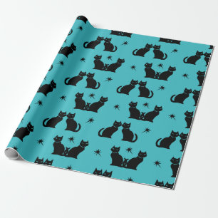 Retro Black Cat Kitty wrapping paper