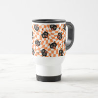 Retro Black Cat Orange Check Pattern