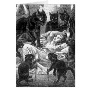 Retro black cat party drawing