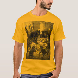 Retro black cat party drawing T-Shirt