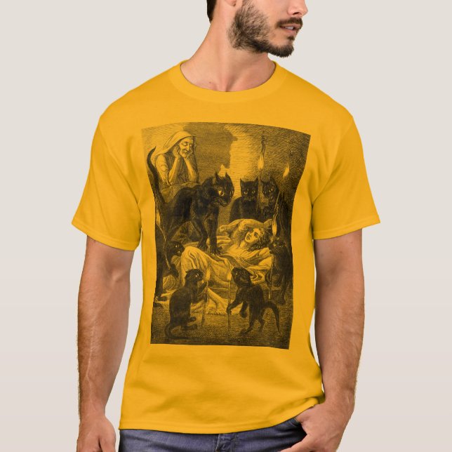 Retro black cat party drawing T-Shirt (Front)